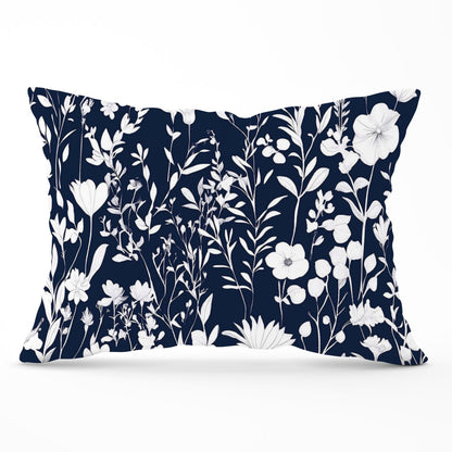 Blue And White Floral Silhouette Cushions