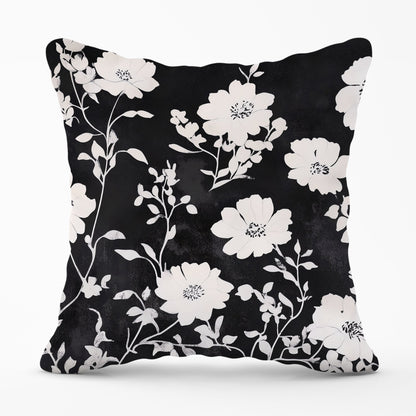 Black And White Floral Silhouette Cushions