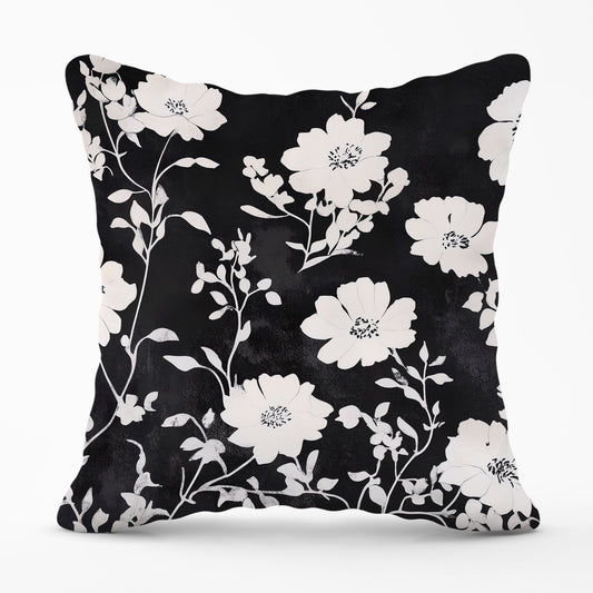 Black And White Floral Silhouette Cushions