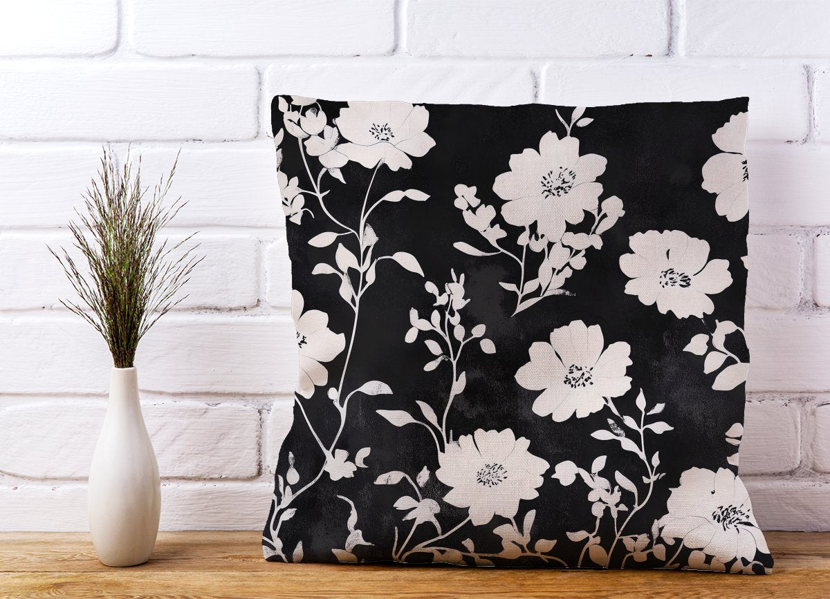 Black And White Floral Silhouette Cushions