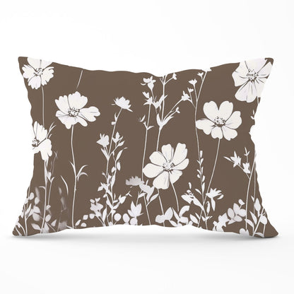 Taupe And White Floral Silhouette Cushions