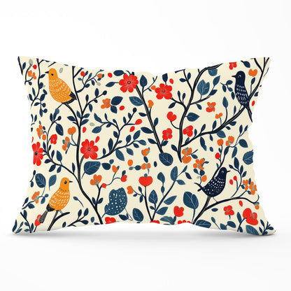 Woodland Birds And Flowers In The Trees Cushions