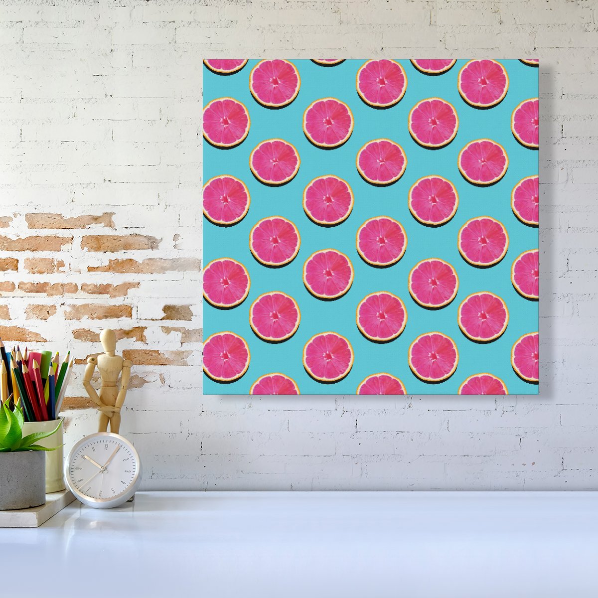 Fruity Pattern Of Pink Grapefruit Canvas