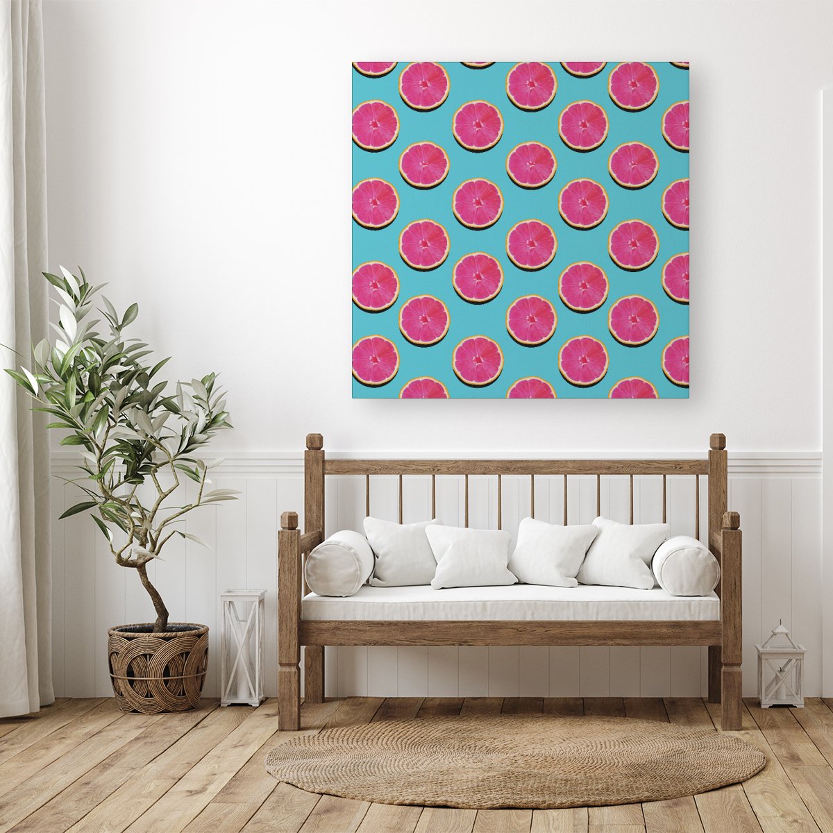 Fruity Pattern Of Pink Grapefruit Canvas