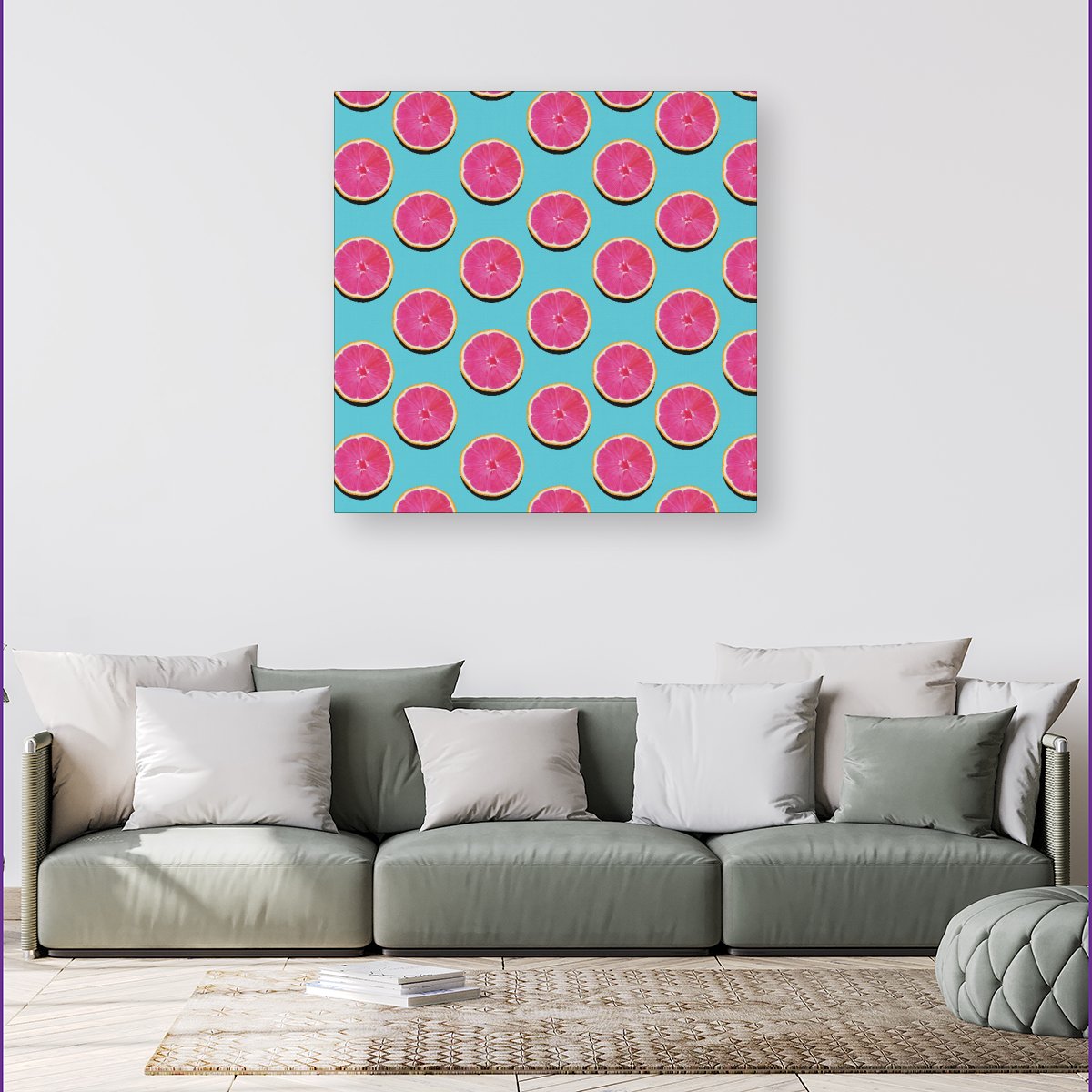 Fruity Pattern Of Pink Grapefruit Canvas