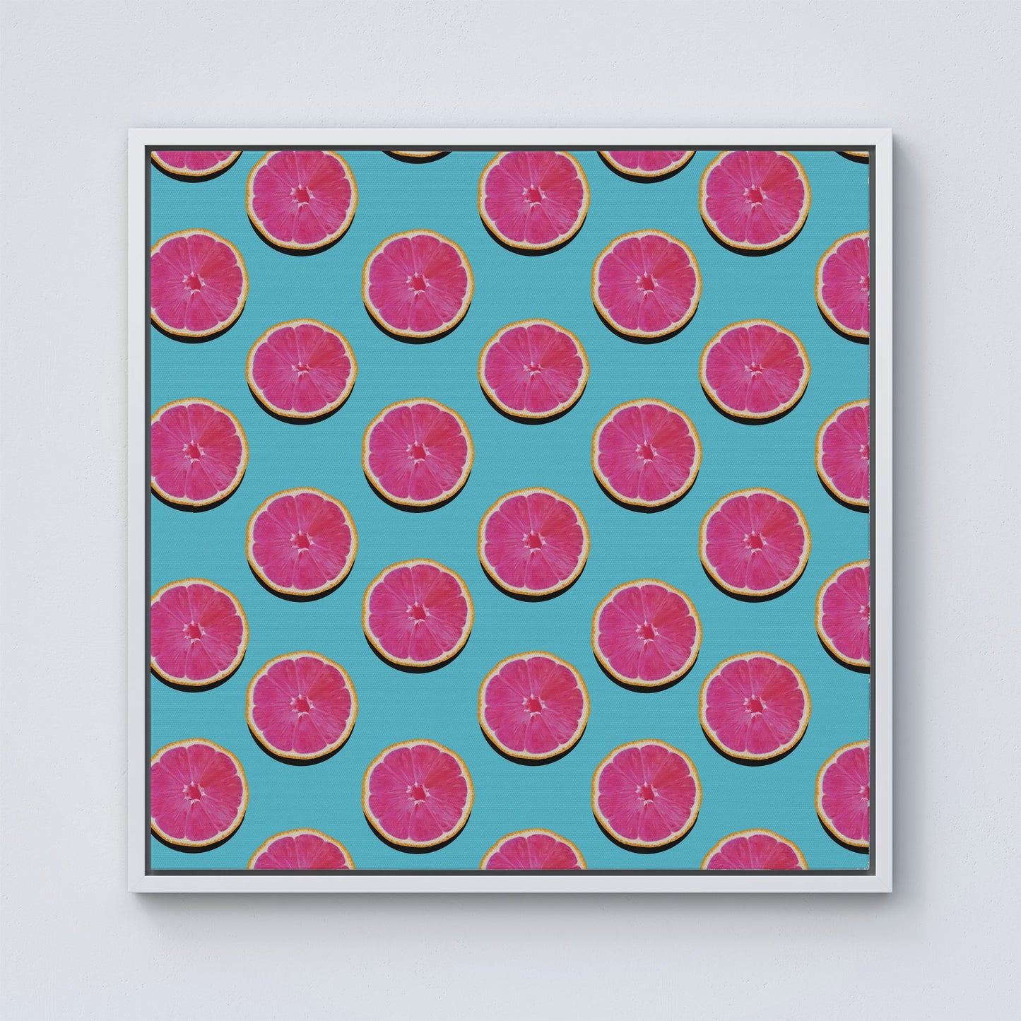 Fruity Pattern Of Pink Grapefruit Framed Canvas