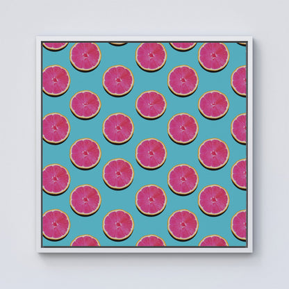 Fruity Pattern Of Pink Grapefruit Framed Canvas