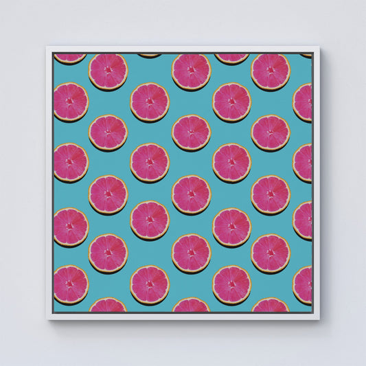 Fruity Pattern Of Pink Grapefruit Framed Canvas