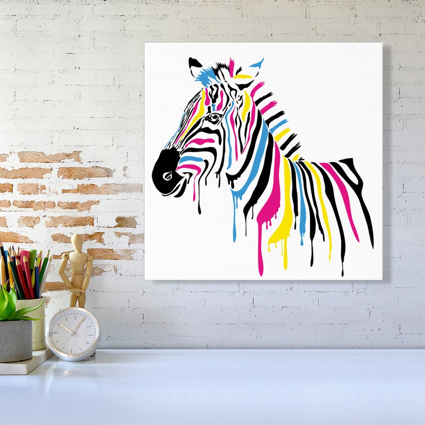 Multi Coloured Zebra Canvas