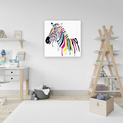 Multi Coloured Zebra Canvas