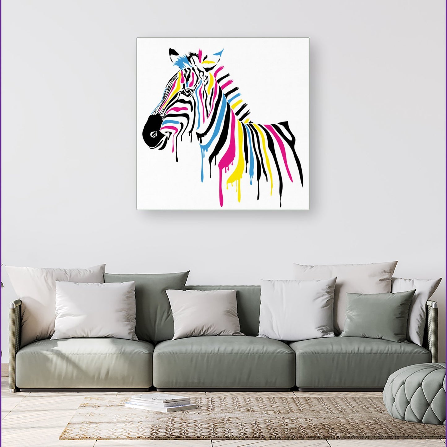 Multi Coloured Zebra Canvas