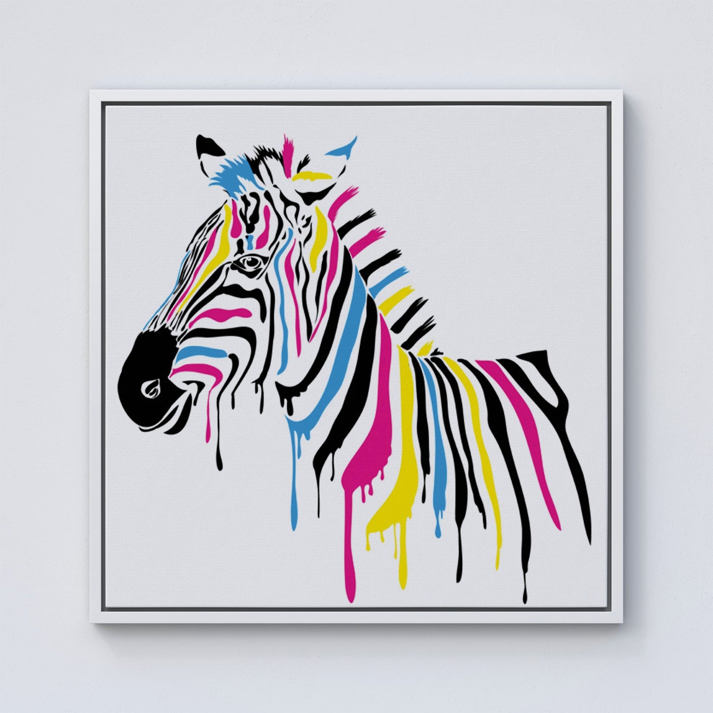Multi Coloured Zebra Framed Canvas