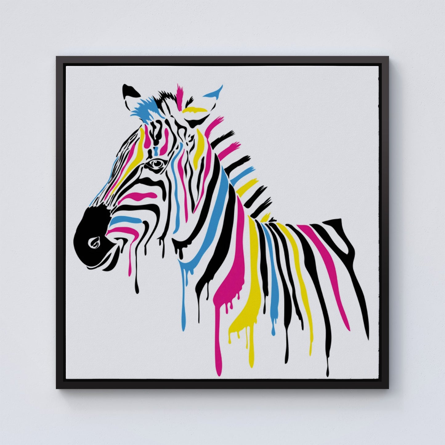 Multi Coloured Zebra Framed Canvas