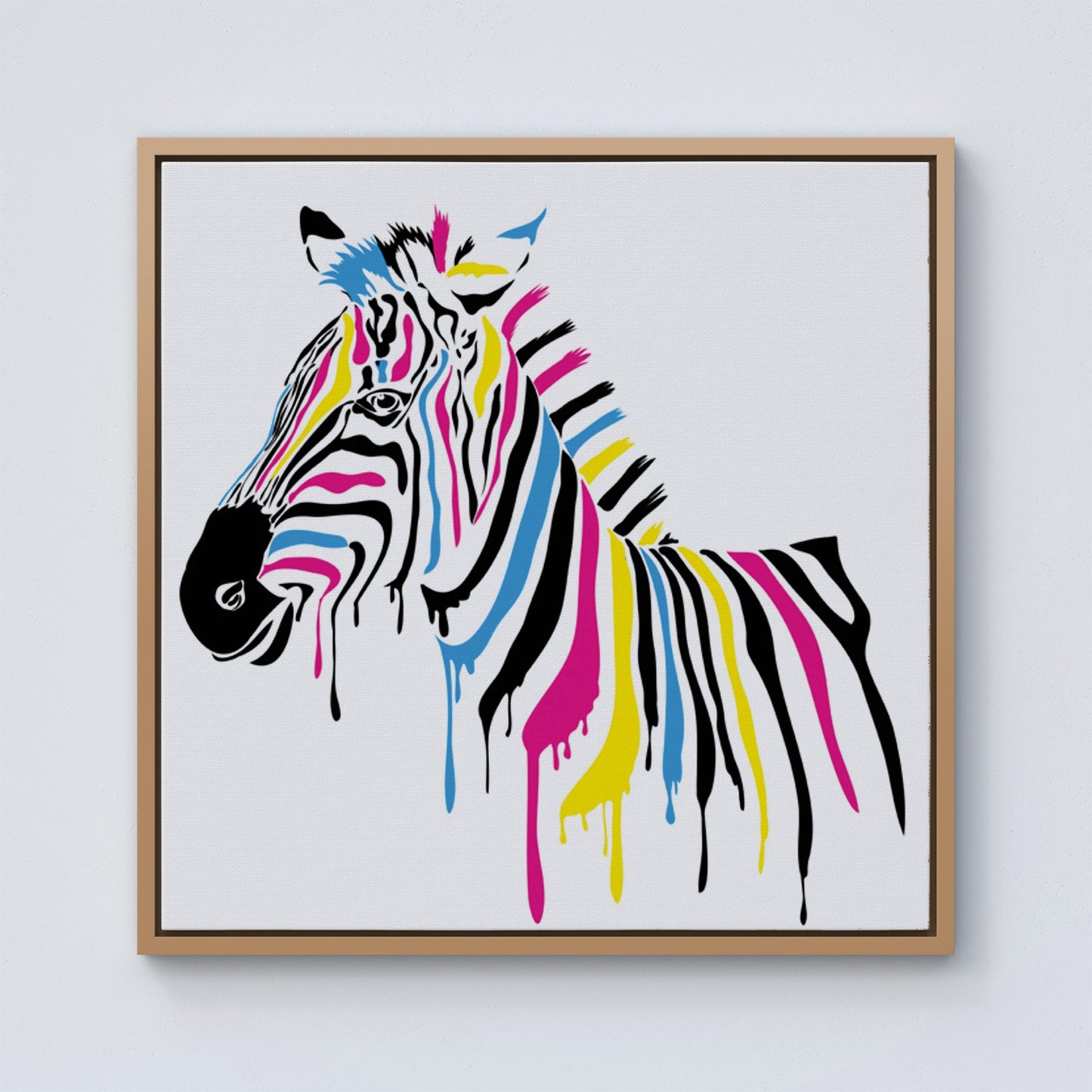 Multi Coloured Zebra Framed Canvas