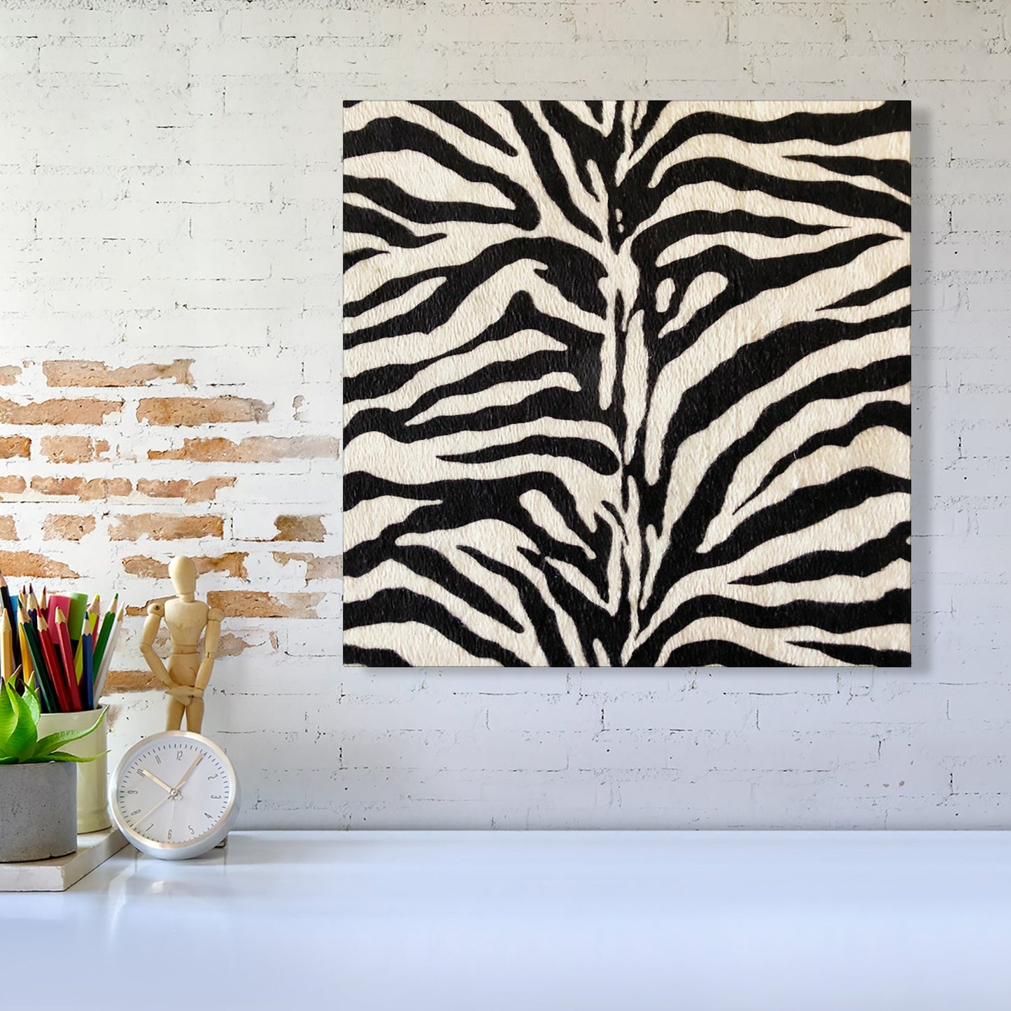 White Tiger Print Canvas
