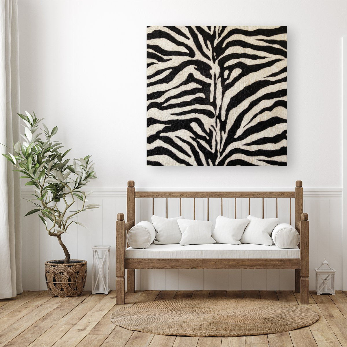White Tiger Print Canvas