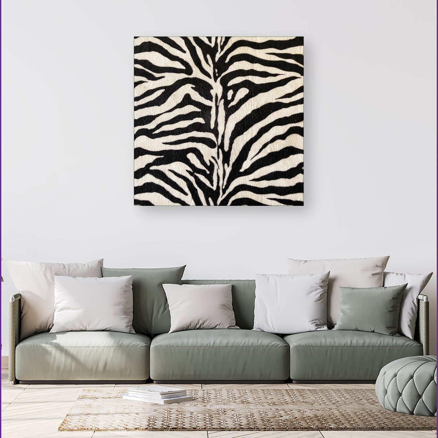 White Tiger Print Canvas