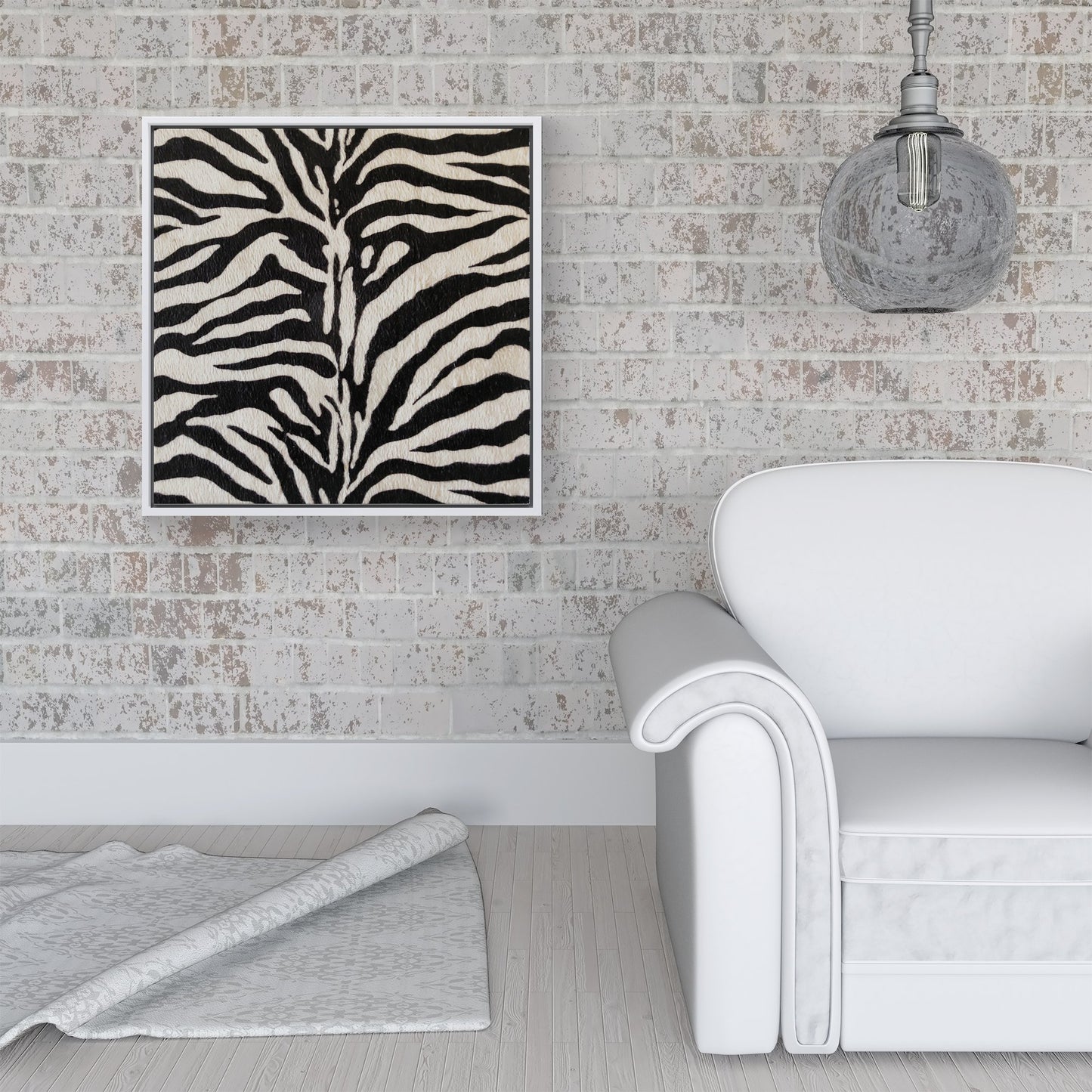 White Tiger Print Framed Canvas