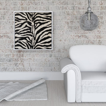 White Tiger Print Framed Canvas