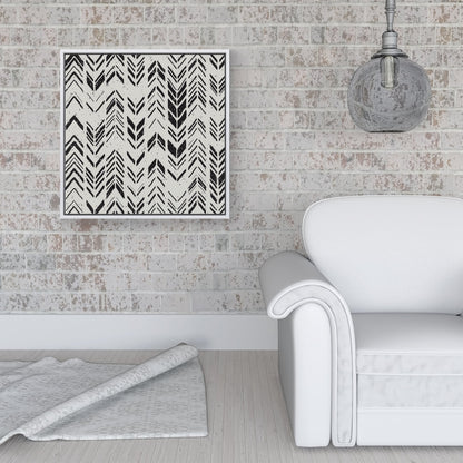 Hand Drawn Chevron Pattern Framed Canvas