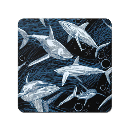 Hand Drawn Shark Pattern Coasters