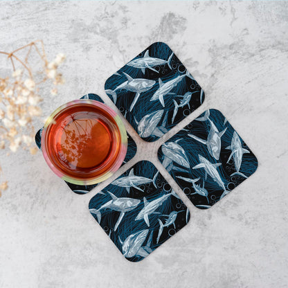 Hand Drawn Shark Pattern Coasters