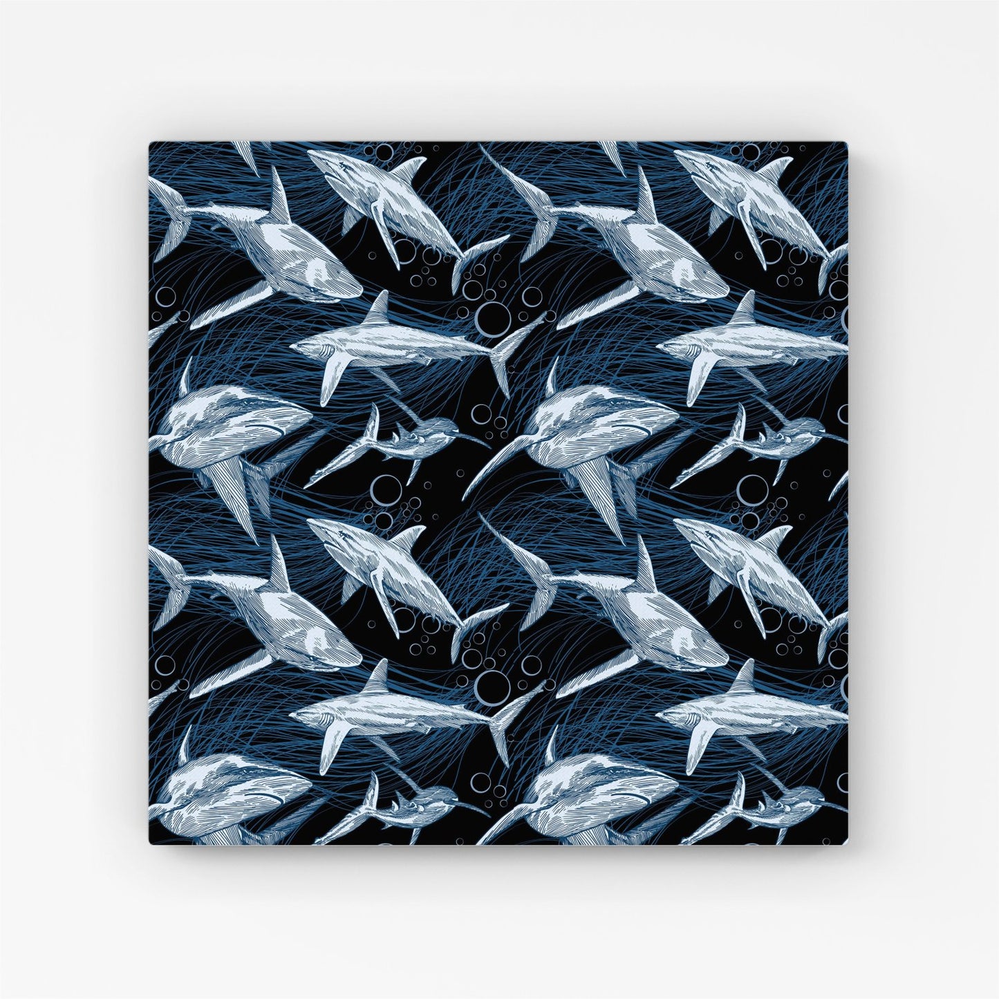 Hand Drawn Shark Pattern Canvas