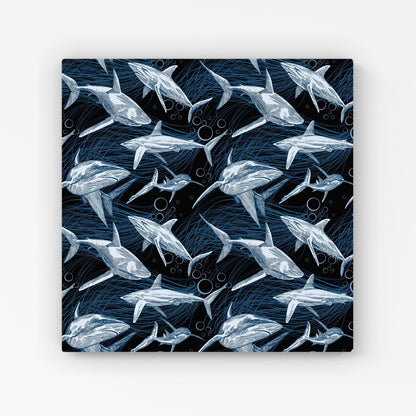 Hand Drawn Shark Pattern Canvas