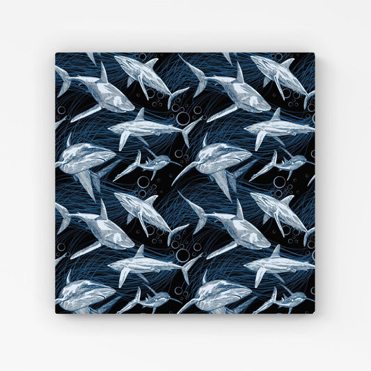 Hand Drawn Shark Pattern Canvas