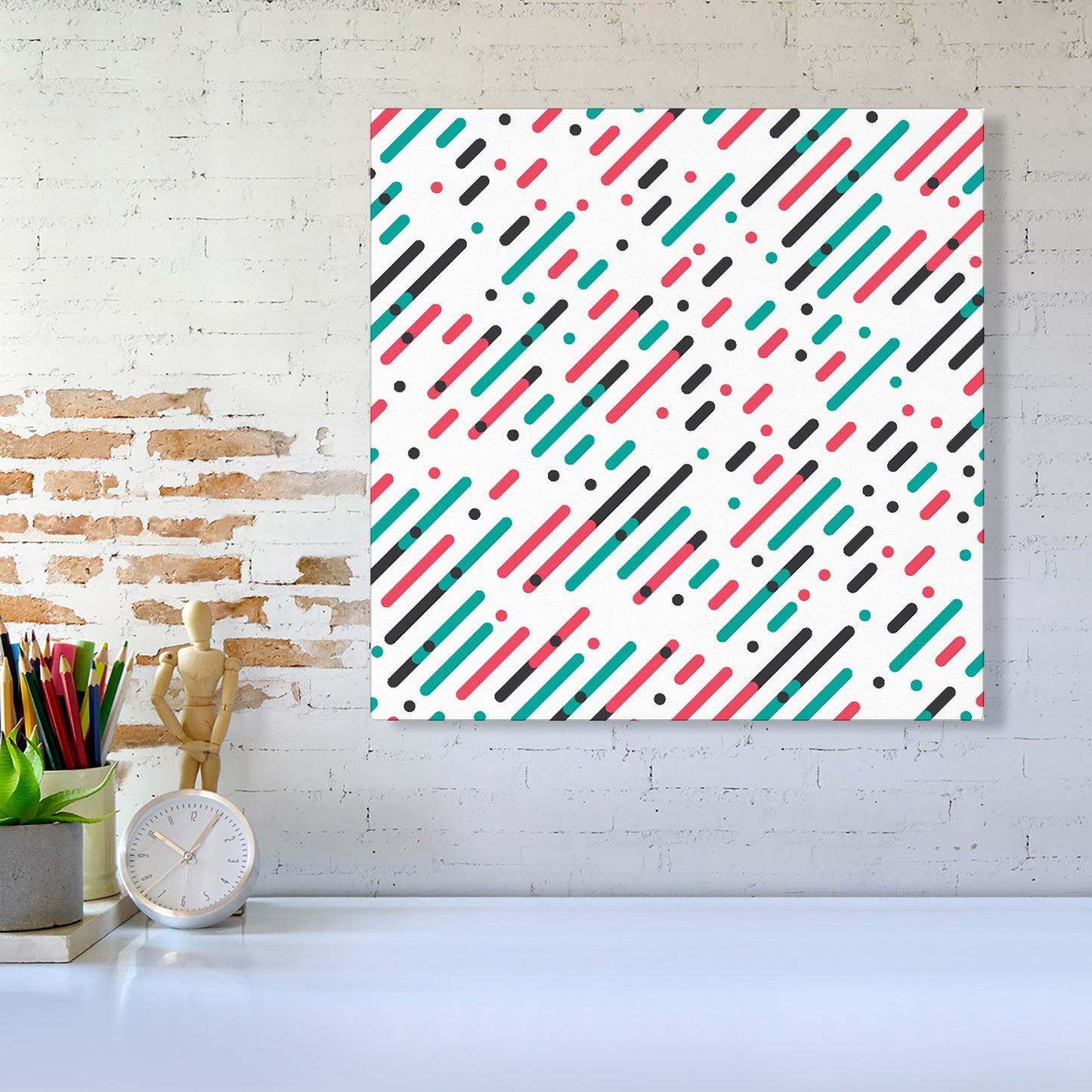 Overlapping Coloured Diagonal Lines Canvas