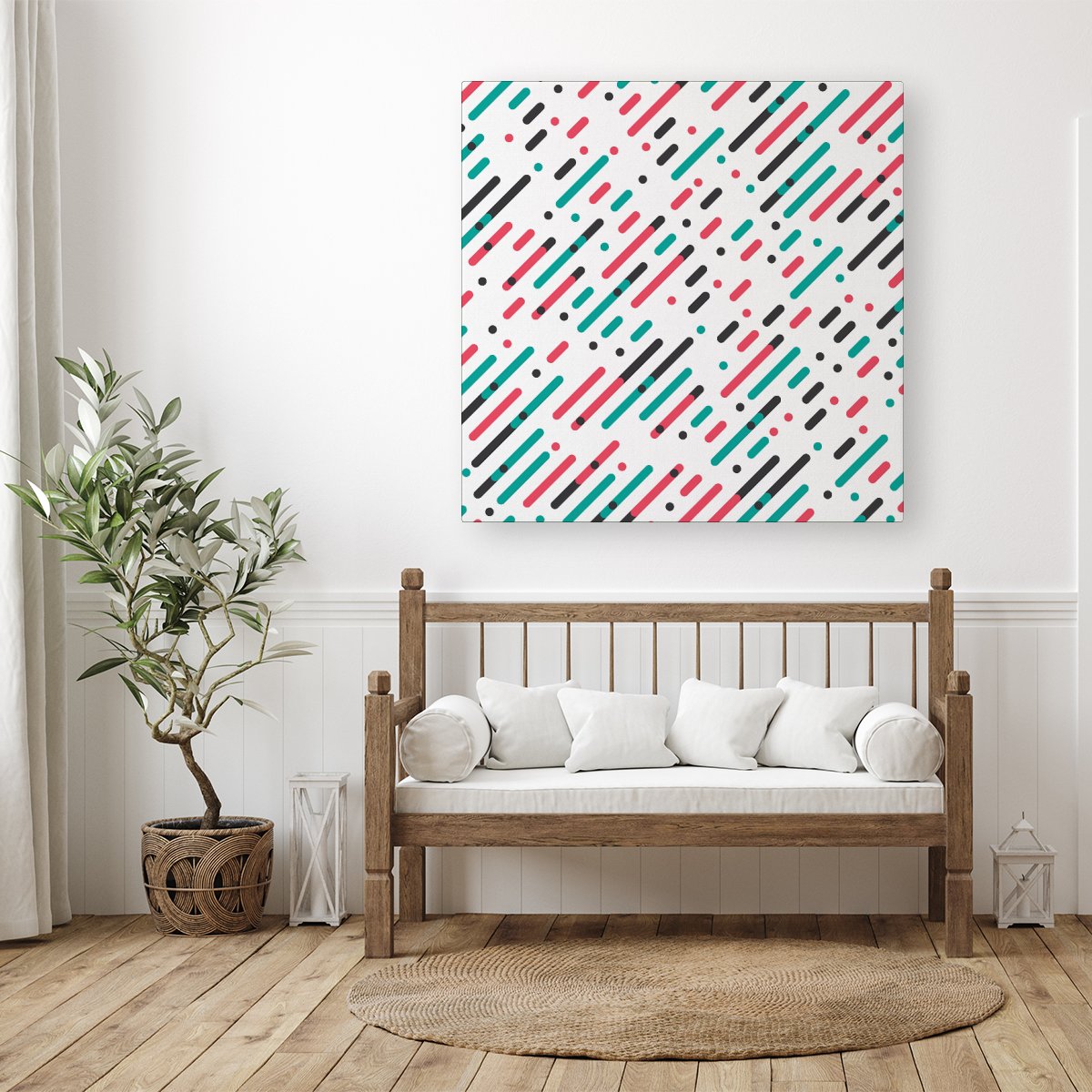 Overlapping Coloured Diagonal Lines Canvas