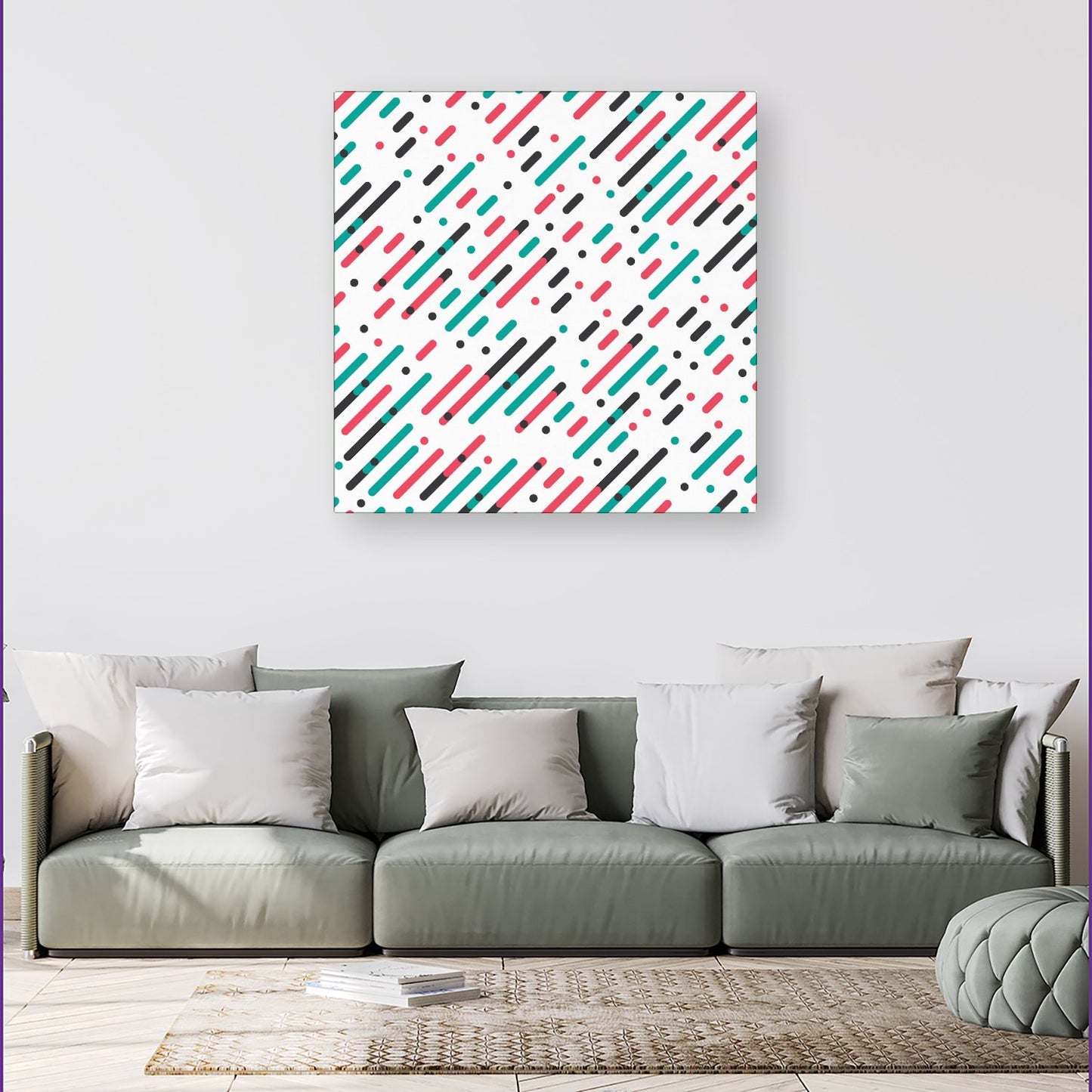 Overlapping Coloured Diagonal Lines Canvas