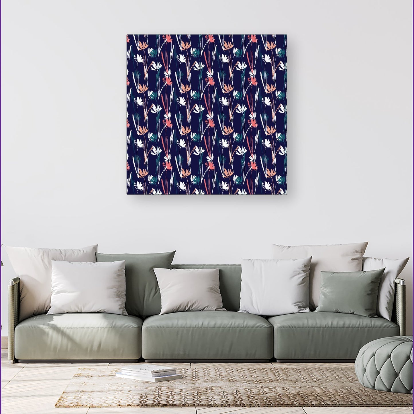Hand Drawn Wild Flowers Canvas