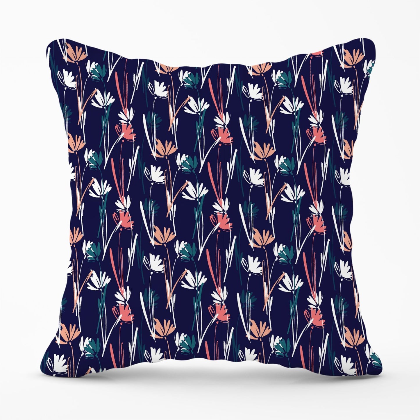 Hand Drawn Wild Flowers Outdoor Cushion