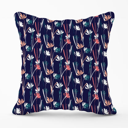 Hand Drawn Wild Flowers Outdoor Cushion