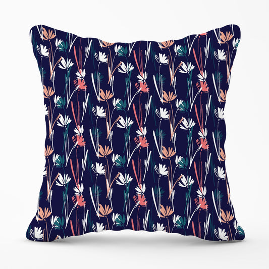 Hand Drawn Wild Flowers Outdoor Cushion