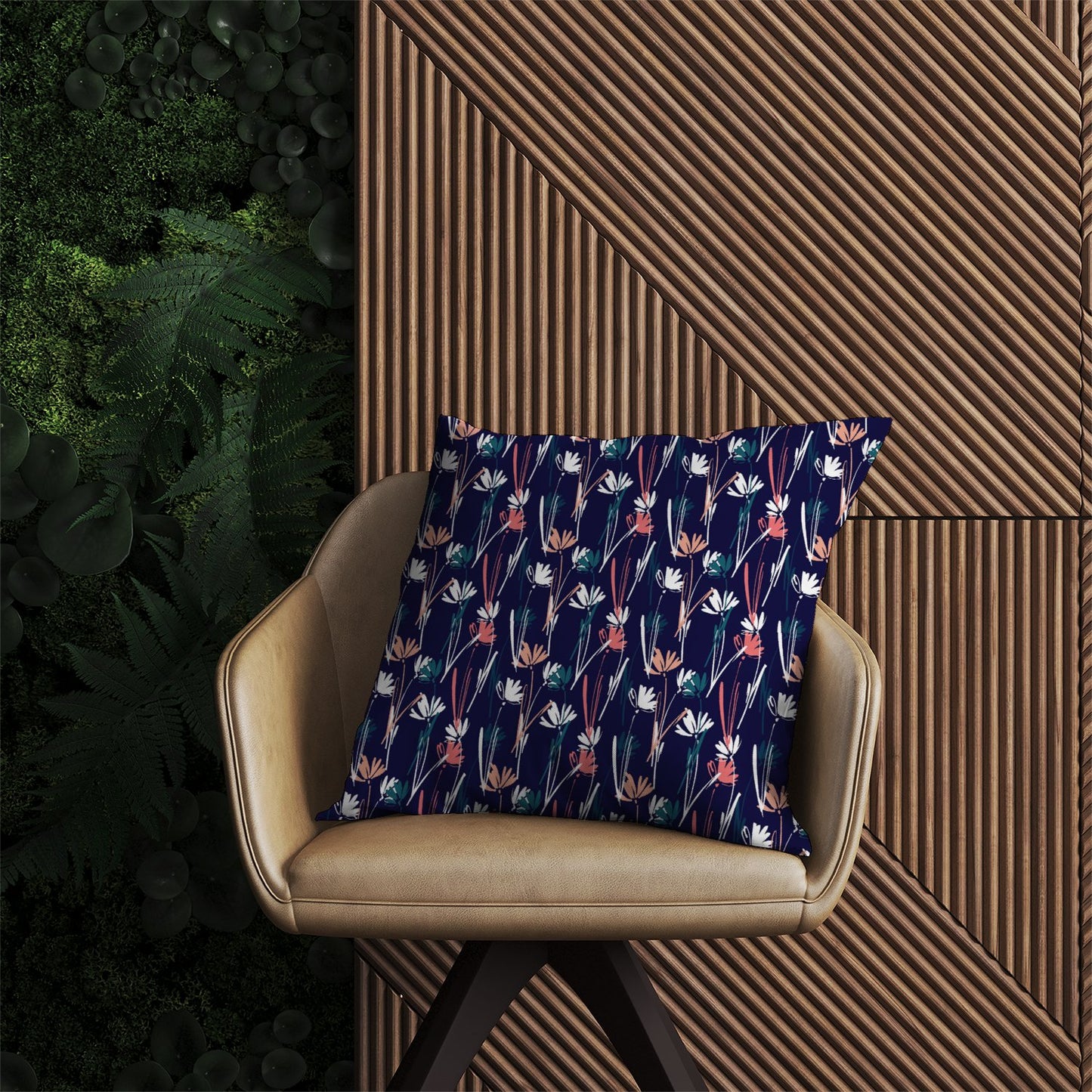 Hand Drawn Wild Flowers Outdoor Cushion