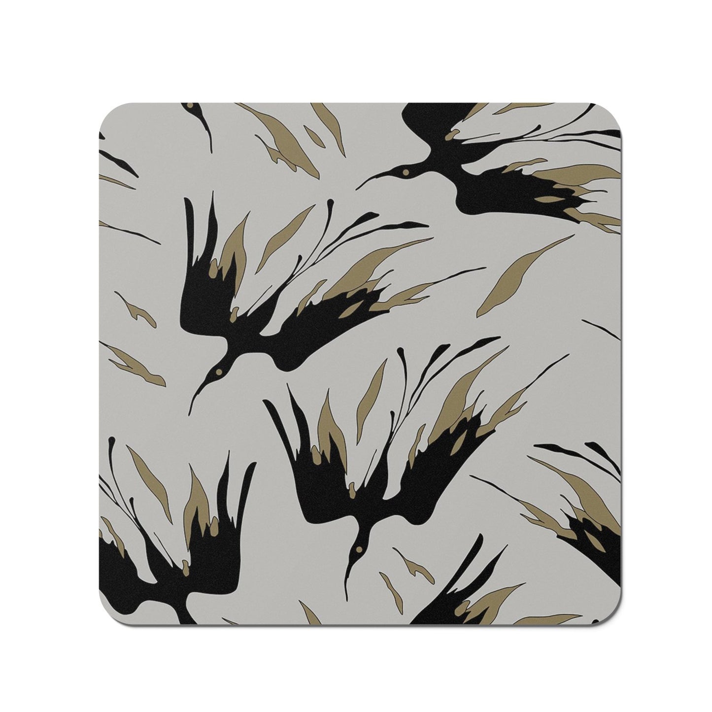 Black And Gold Fire Bird Silhouettes Coasters