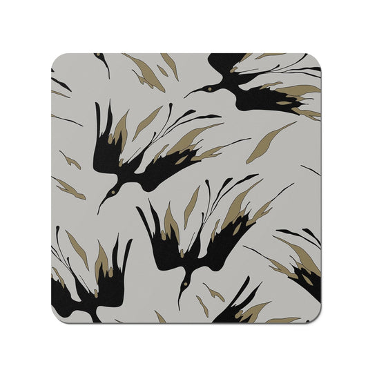 Black And Gold Fire Bird Silhouettes Coasters