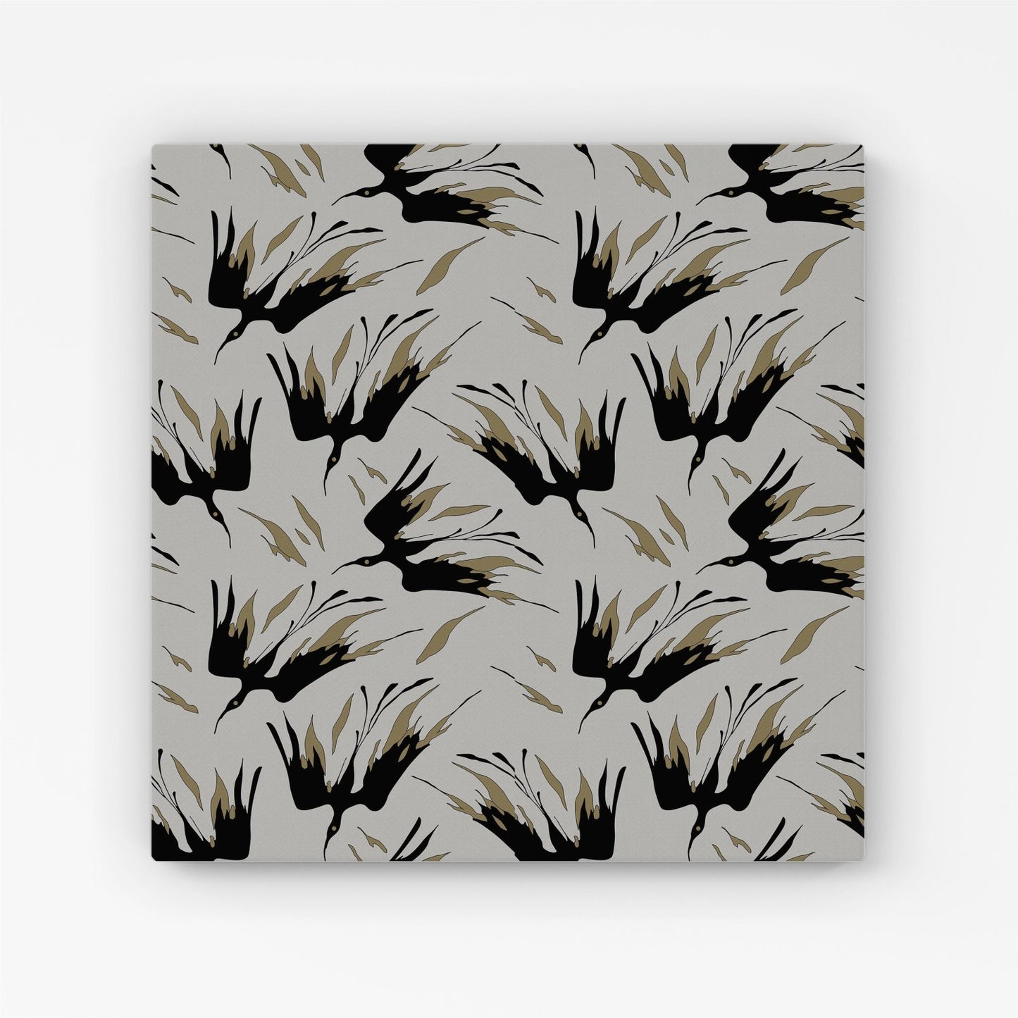 Black And Gold Fire Bird Silhouettes Canvas