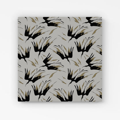Black And Gold Fire Bird Silhouettes Canvas