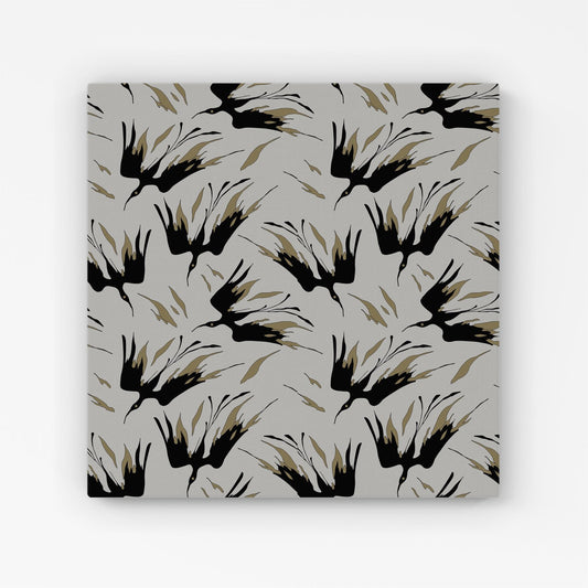 Black And Gold Fire Bird Silhouettes Canvas