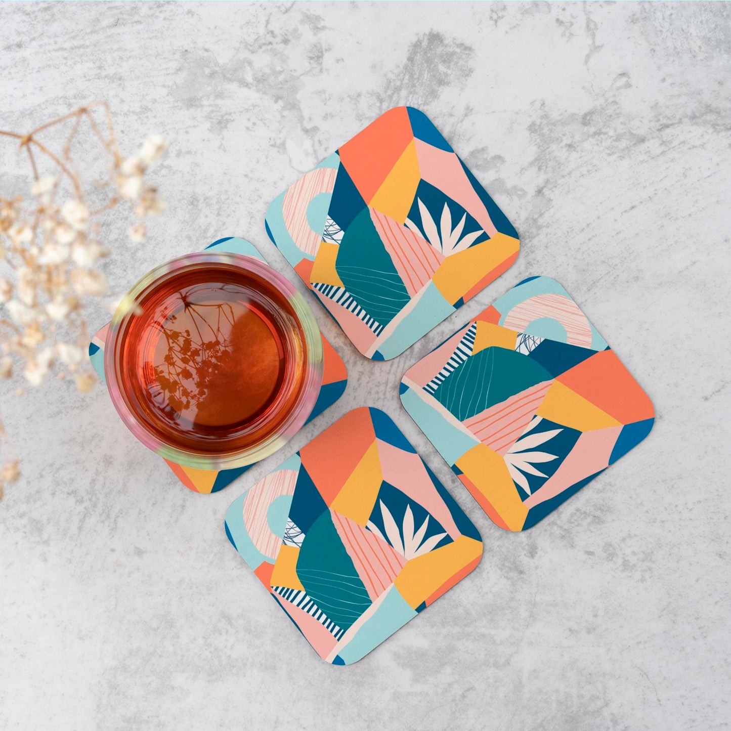 Modern Floral Pattern Coasters