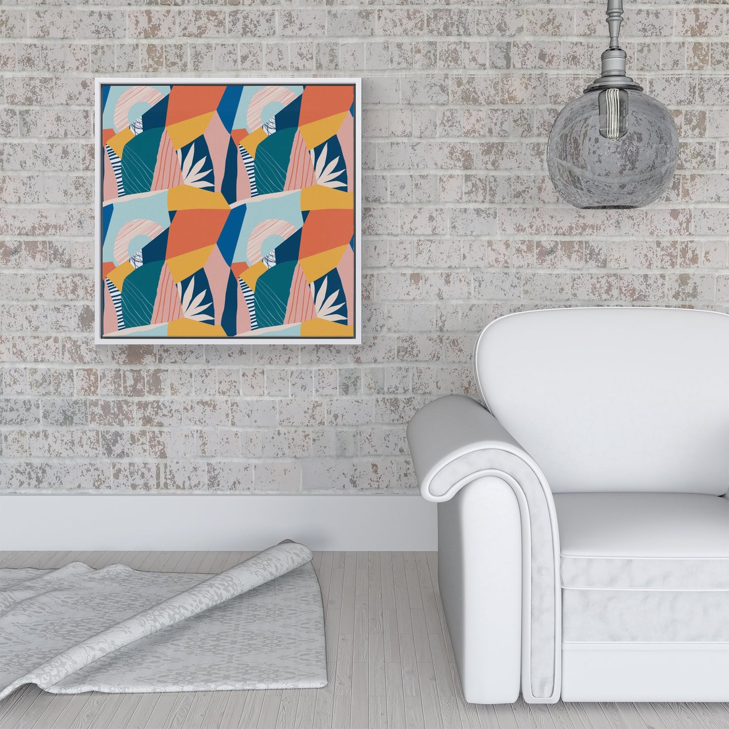 Modern Floral Pattern Framed Canvas