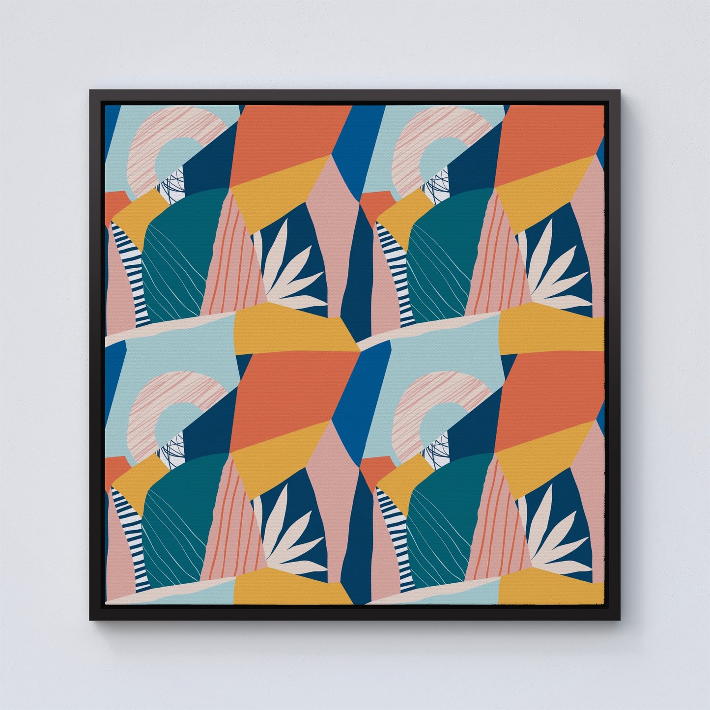 Modern Floral Pattern Framed Canvas