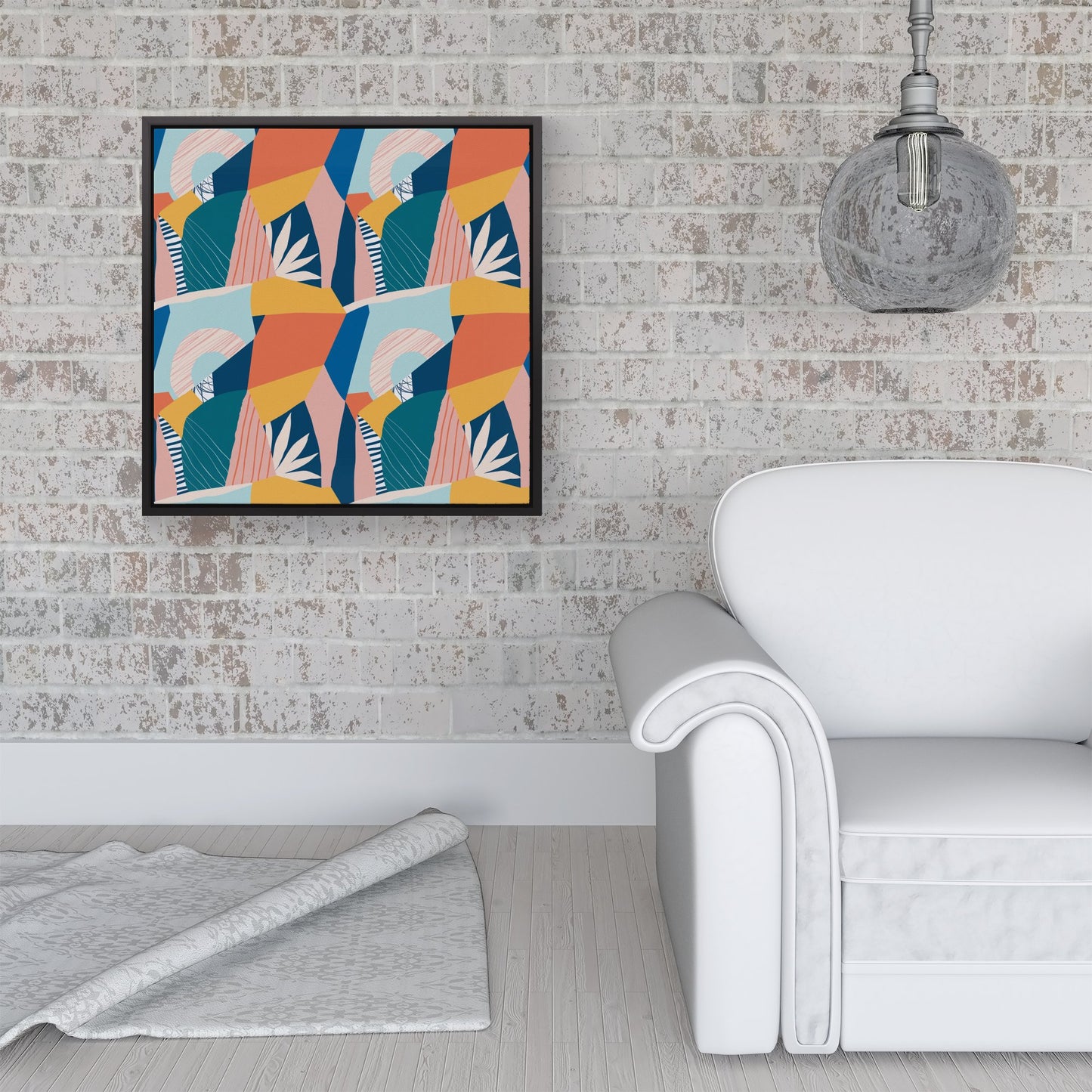 Modern Floral Pattern Framed Canvas