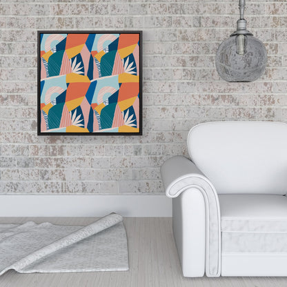 Modern Floral Pattern Framed Canvas