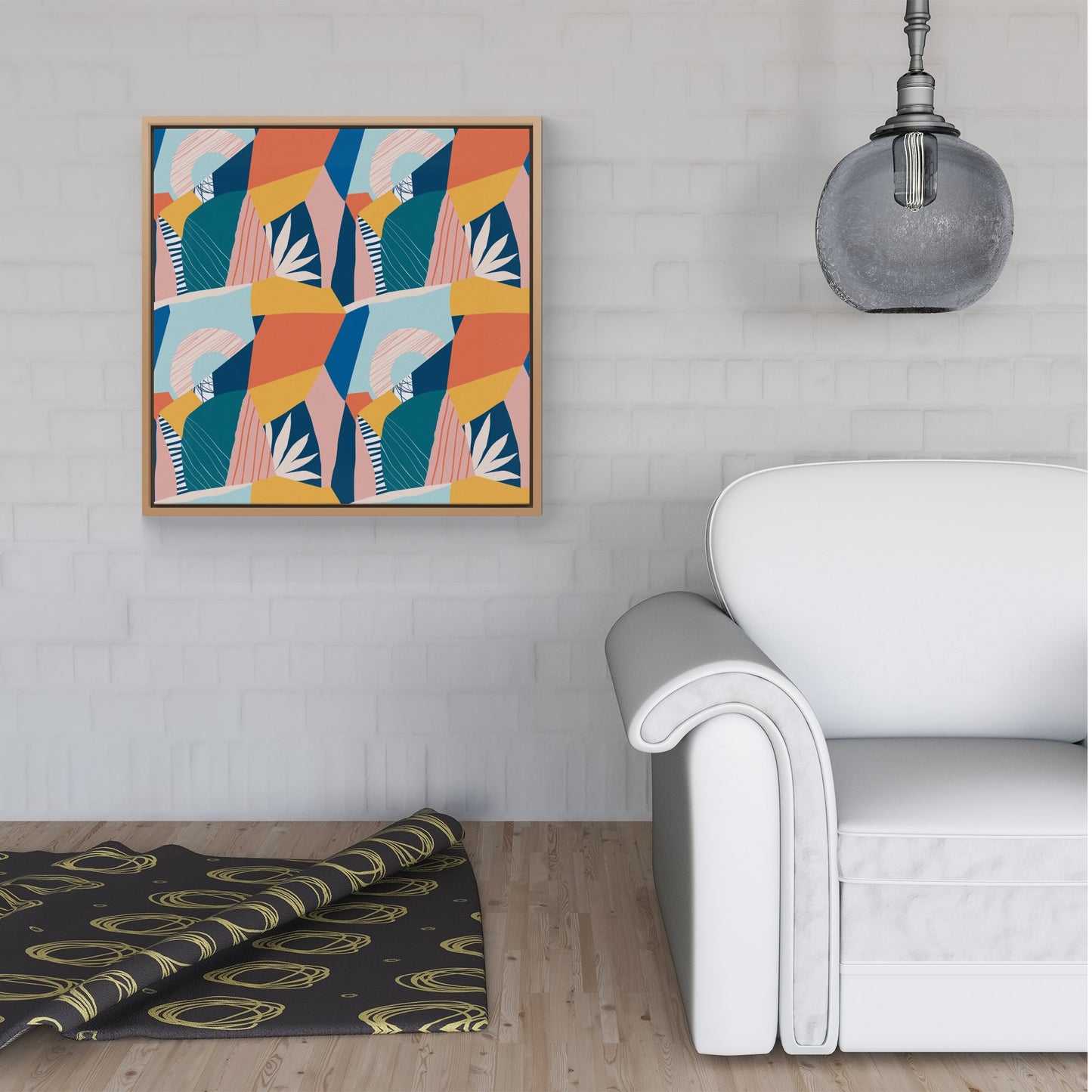 Modern Floral Pattern Framed Canvas