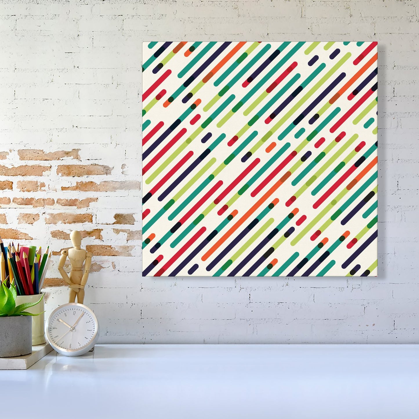 Coloured Diagonal Abstract Pattern Canvas