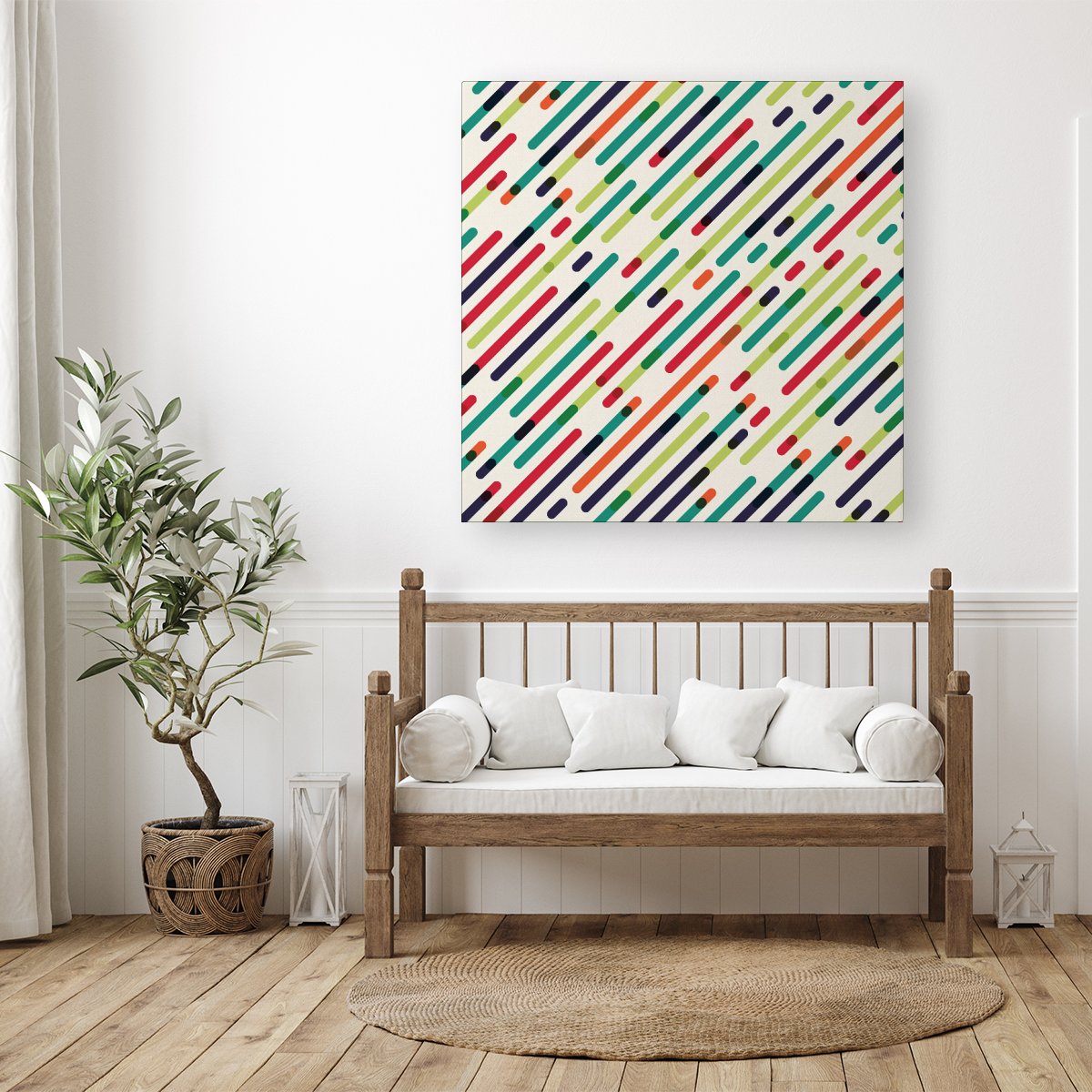 Coloured Diagonal Abstract Pattern Canvas